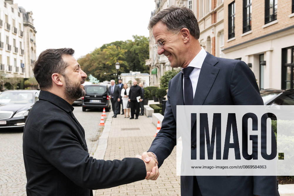 NATO Secretary General Mark Rutte meets with Ukrainian President Volodymyr Zelenskyy at the NATO Secretary General s Residence in Brussels, Belgium, on October 15, 2026. NATO via Bestimage, Brussels, Belgium