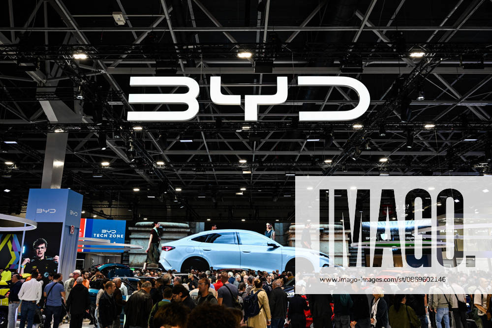 Paris Motor Show 2026 BYD automobile logo, Chinese automaker at the International Motor Show 2026 in Paris Porte de Versailles on October 15,2026. Photo by Tomas Stevens ABACAPRESS.COM Paris France