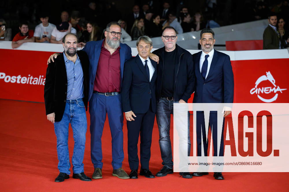 News - Rome Film Fest 2026 - DAY 2 Nicola Rafele Ravera, Francesco Tato, Alberto De Rossi, Valerio Mastandrea and Luca Beccaceci attends the Radici red carpet during the 21th Rome Film Festival at Auditorium Parco Della Musica on October 15, 2026 in Rome, Italy. Roma Auditorium Parco della Musica Italy