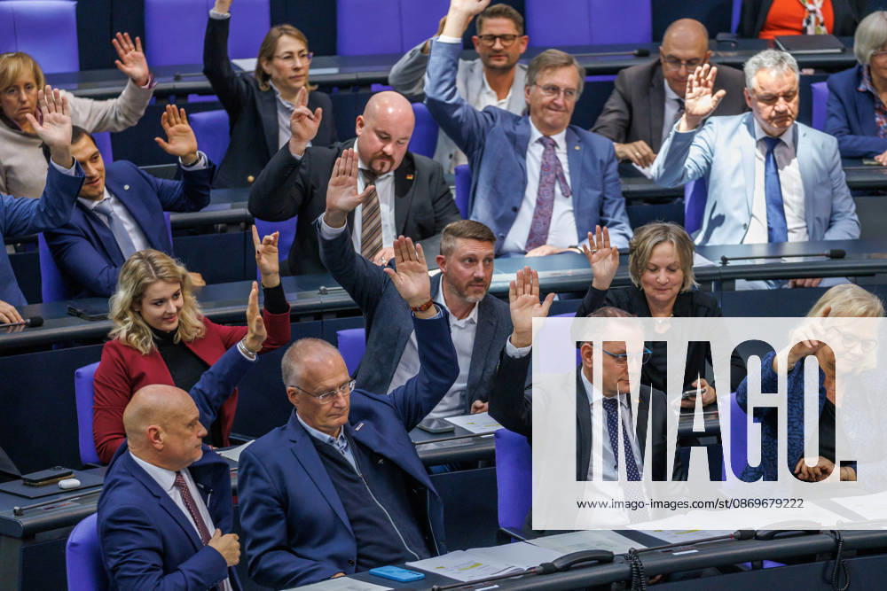 Members of the AfD parliamentary group vote in the German Bundestag on October 16, 2026, in Berlin, Berlin, Germany, Bundestag
