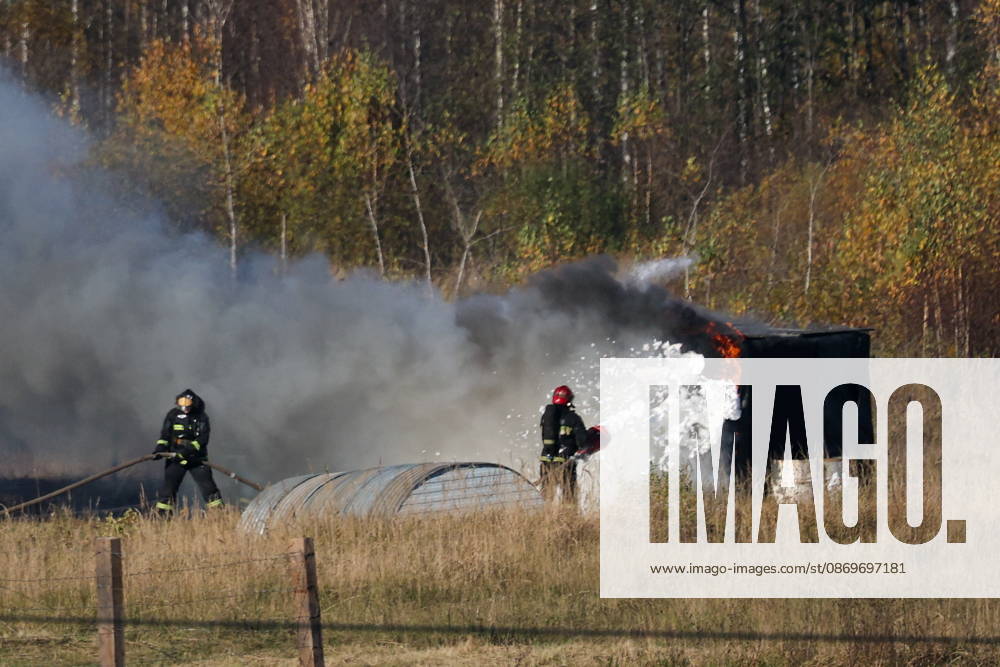 Emergency workers battle a fire in the final live training phase of the Indestructible Brotherhood 2026 command-and-staff military exercise by the CSTO Peacekeeping Forces at the Losvido military training ground. Maxim Malinovsky TASS 99409534