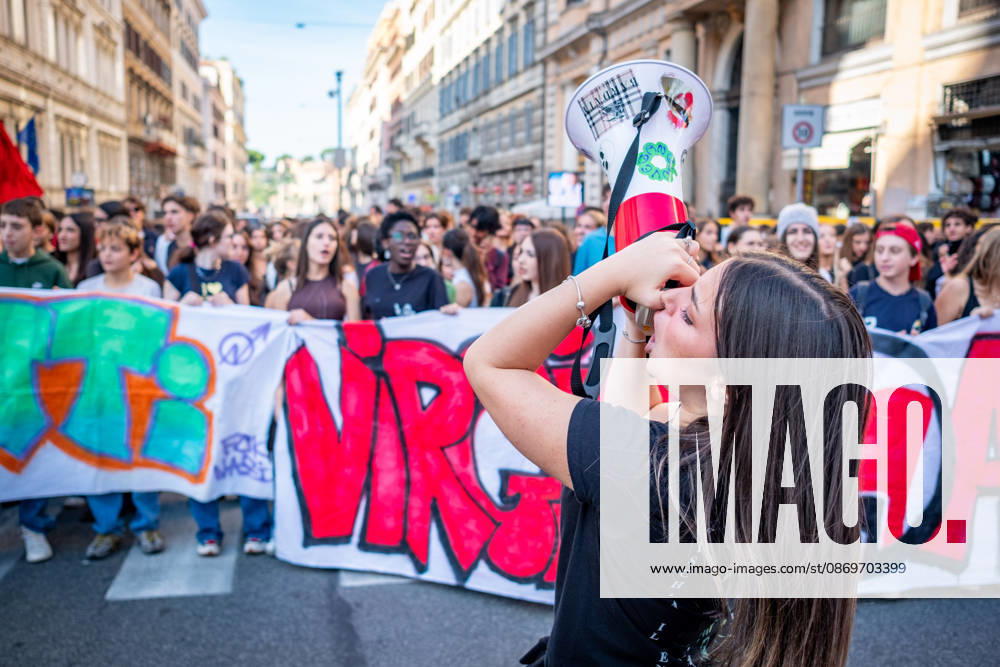 Thousands of students are taking to the streets to protest against the Meloni governmentÃ¢â‚¬â ¢s education policies. The studentsÃ¢â‚¬â ¢ demands include: No one is a foreigner; fund schools, not war; and no to the militarization of school. Rome Italy - ZUMAg256 20261016_znp_g256_021