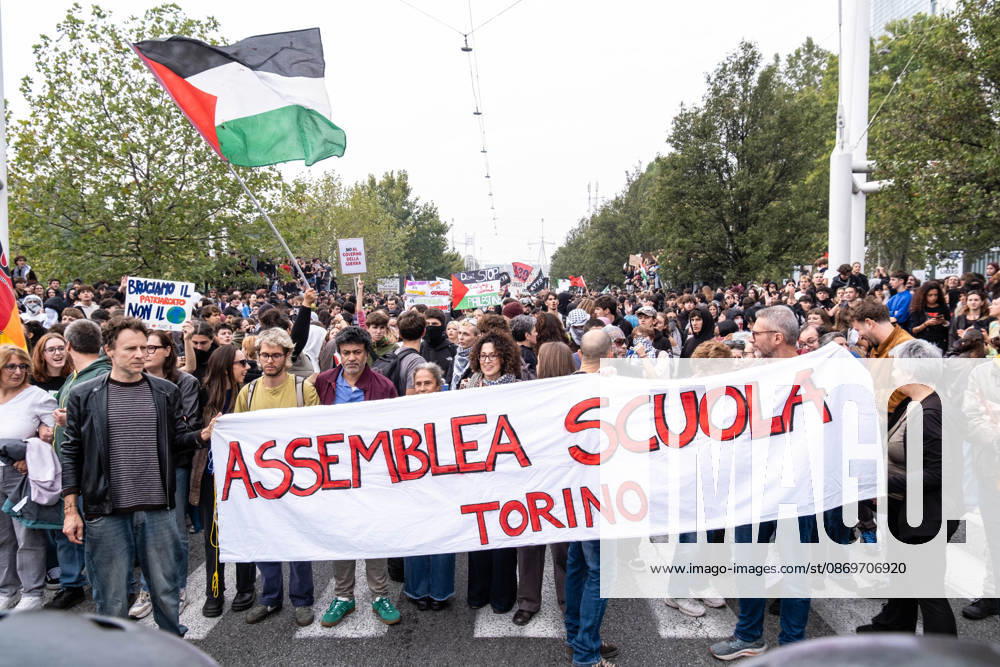 After days of occupations at many high schools across the city, following the French model, on Friday, October 16, in Turin, thousands of students took to the streets to protest the lack of resources in the school system and the inadequate condition of school buildings. The protesters marched through the city, stopping in front of Porta Susa, where teachers formed a human chain to separate them from the police. Lastly, in Piazza Castello, the police used water cannons and tear gas to disperse the demonstration, which had arrived outside the police headquarters. Turin Italy - ZUMAs377 20261016_znp_s377_026