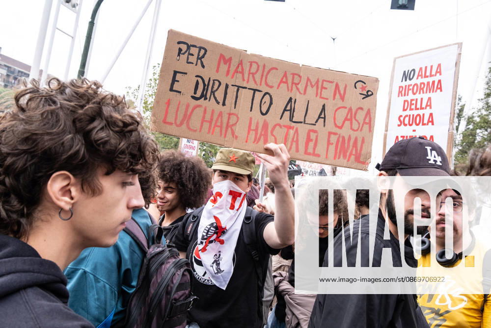 After days of occupations at many high schools across the city, following the French model, on Friday, October 16, in Turin, thousands of students took to the streets to protest the lack of resources in the school system and the inadequate condition of school buildings. The protesters marched through the city, stopping in front of Porta Susa, where teachers formed a human chain to separate them from the police. Lastly, in Piazza Castello, the police used water cannons and tear gas to disperse the demonstration, which had arrived outside the police headquarters. Turin Italy - ZUMAs377 20261016_znp_s377_031