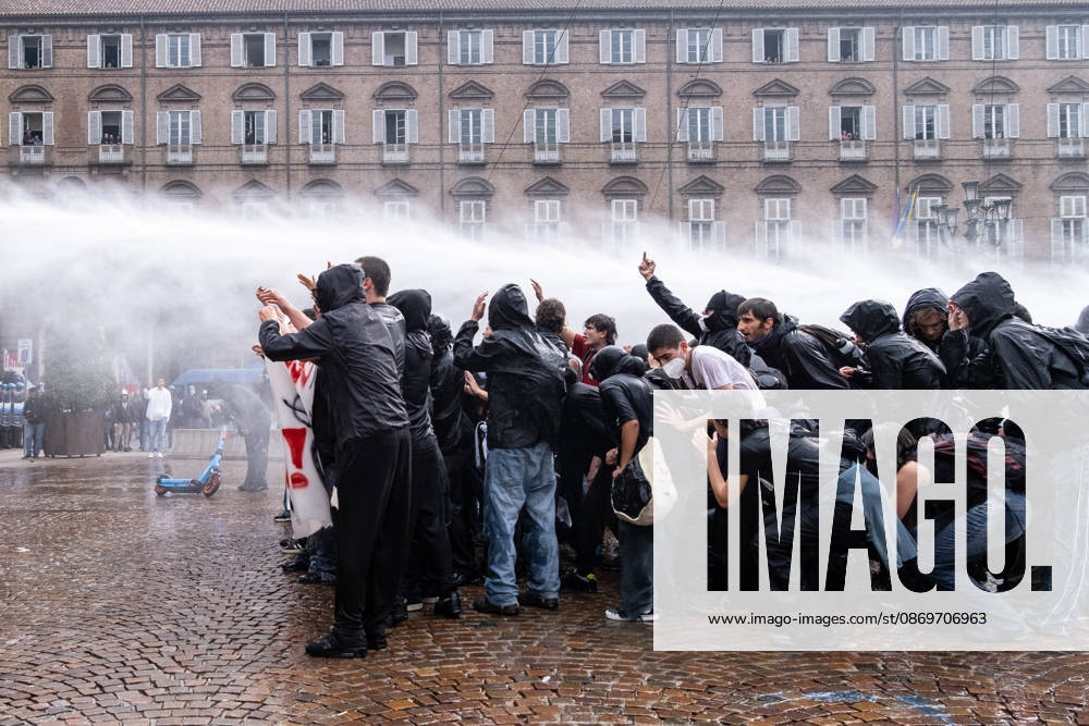 After days of occupations at many high schools across the city, following the French model, on Friday, October 16, in Turin, thousands of students took to the streets to protest the lack of resources in the school system and the inadequate condition of school buildings. The protesters marched through the city, stopping in front of Porta Susa, where teachers formed a human chain to separate them from the police. Lastly, in Piazza Castello, the police used water cannons and tear gas to disperse the demonstration, which had arrived outside the police headquarters. Turin Italy - ZUMAs377 20261016_znp_s377_040