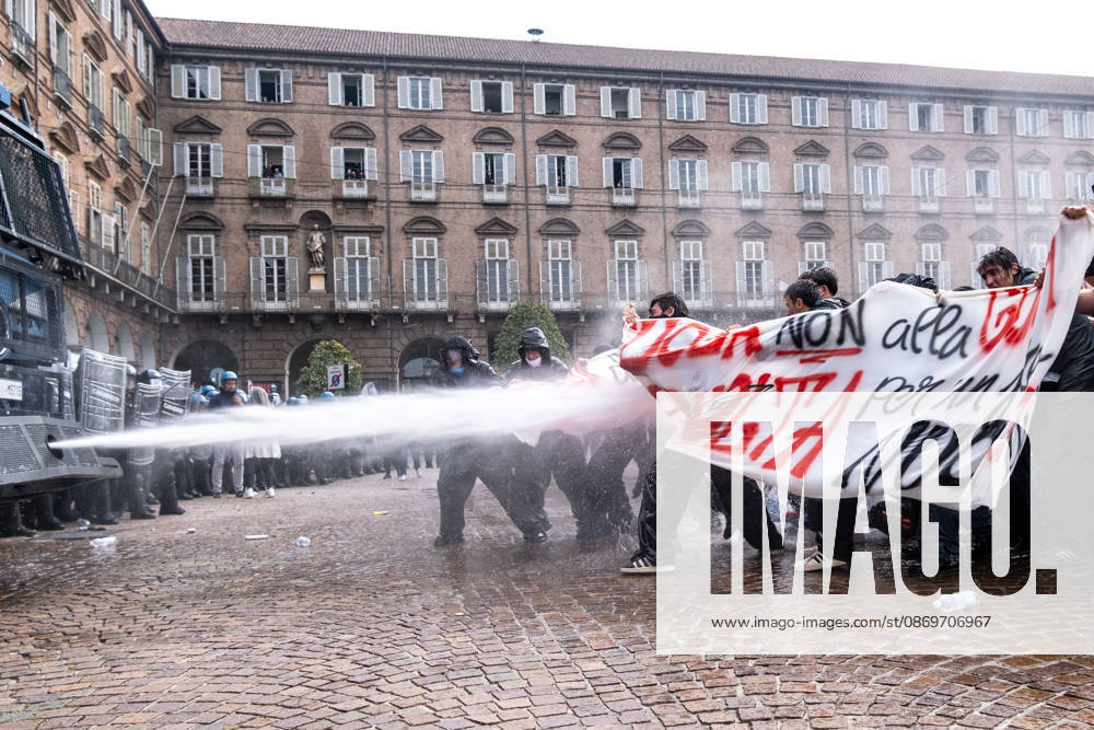 After days of occupations at many high schools across the city, following the French model, on Friday, October 16, in Turin, thousands of students took to the streets to protest the lack of resources in the school system and the inadequate condition of school buildings. The protesters marched through the city, stopping in front of Porta Susa, where teachers formed a human chain to separate them from the police. Lastly, in Piazza Castello, the police used water cannons and tear gas to disperse the demonstration, which had arrived outside the police headquarters. Turin Italy - ZUMAs377 20261016_znp_s377_043