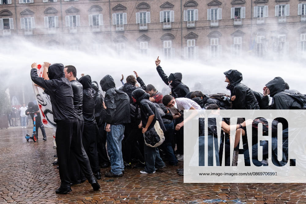 After days of occupations at many high schools across the city, following the French model, on Friday, October 16, in Turin, thousands of students took to the streets to protest the lack of resources in the school system and the inadequate condition of school buildings. The protesters marched through the city, stopping in front of Porta Susa, where teachers formed a human chain to separate them from the police. Lastly, in Piazza Castello, the police used water cannons and tear gas to disperse the demonstration, which had arrived outside the police headquarters. Turin Italy - ZUMAs377 20261016_znp_s377_041