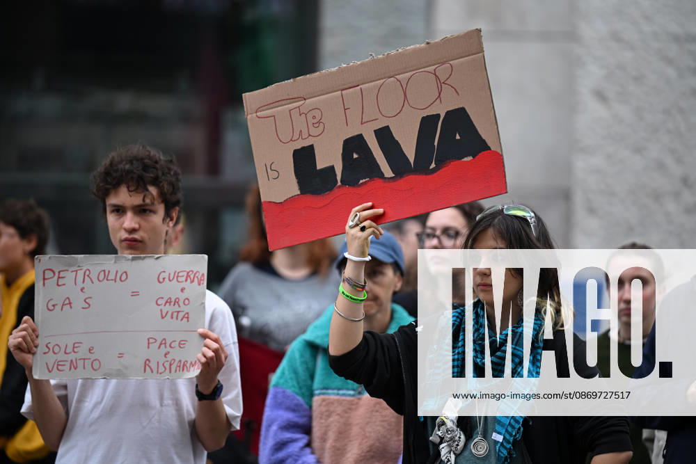 Fridays for Future climate strike in Milan, Italy MILAN, ITALY - OCTOBER 16: Climate activists from Fridays for Future hold placards during a nationwide climate strike in Milan, Italy, on October 16, 2026. Demonstrations are taking place in more than 25 Italian cities, with protesters demanding stronger government action against climate change, faster progress towards renewable energy and greater climate justice. Piero Cruciatti Anadolu Milan Italy. Editorial use only. Please get in touch for any other usage.
