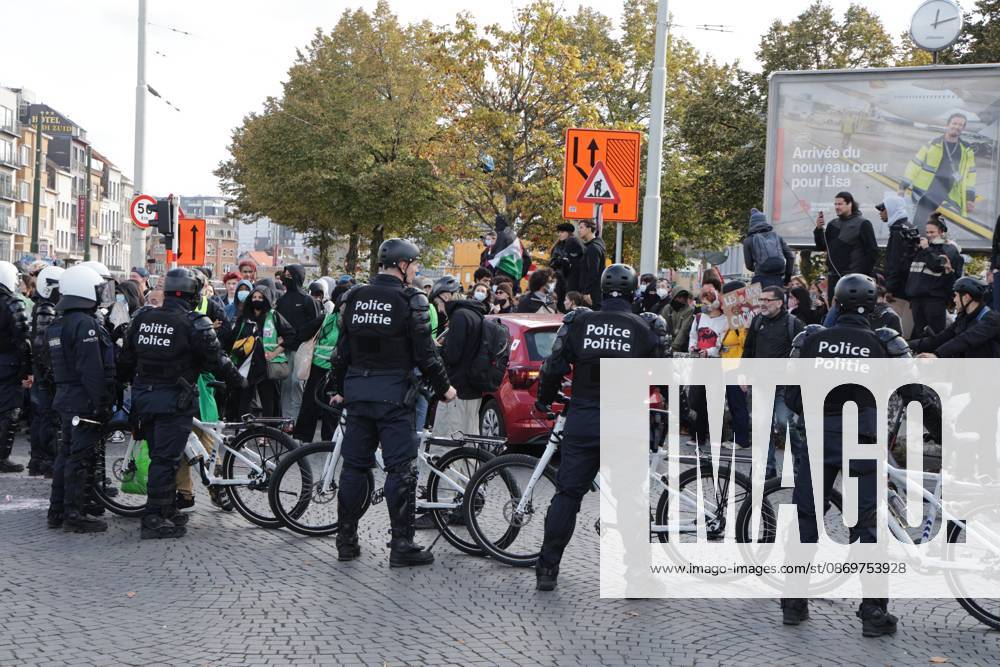 Youths gather for a protest action at the Central Station in Brussels on Saturday 17 October 2026. NICOLASxMAETERLINCK 190065979