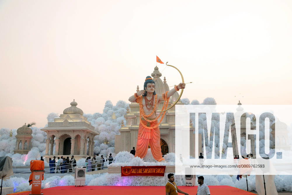 Durga Puja Festival in West Bengal s Kolkata Kolkata, Oct 17 (ANI): A decorative installation of Lord Ram at Ayodhya s Ram Mandir-themed pandal during the Durga Puja festival, in Kolkata on Saturday. Kolkata West Bengal India