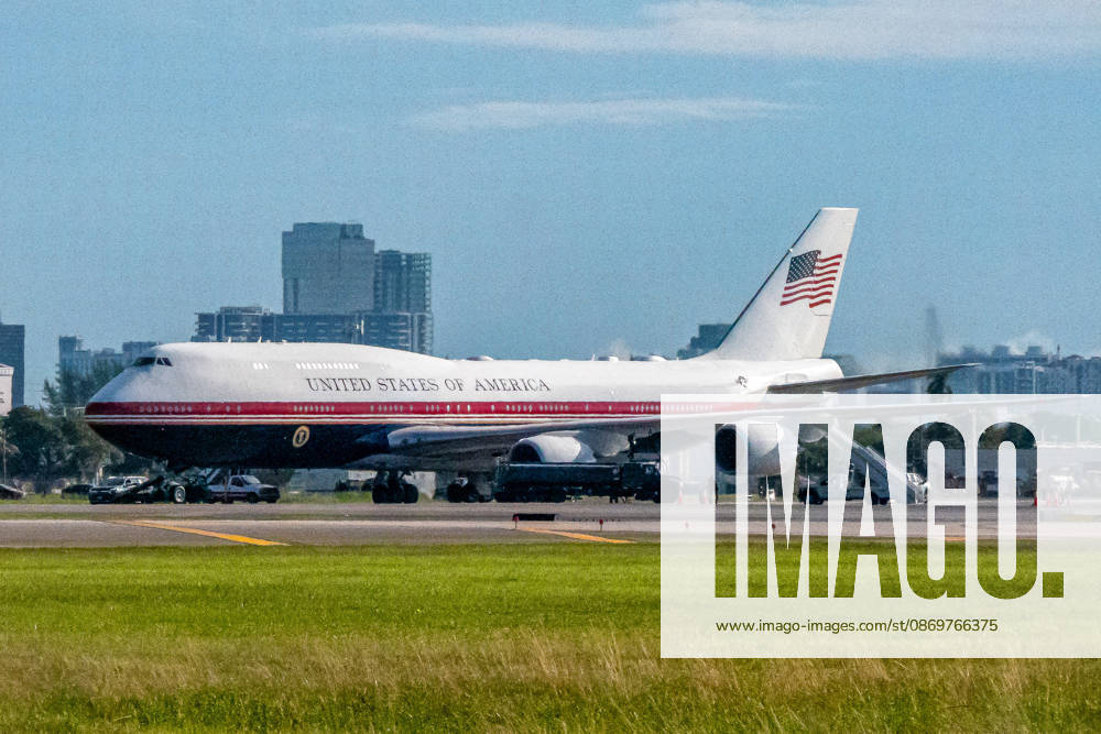 The new VC-25B presidential aircraft, the next generation Air Force One, is seen on the tarmac at President Donald J. Trump International Airport before President Donald Trump departed South Florida for a campaign event in Northern Kentucky, October 17, 2026. West Palm Beach USA - ZUMAc343 20261017_znp_c343_010