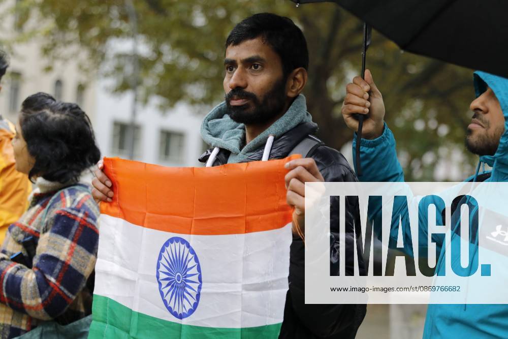 BERLIN, GERMANY - OCTOBER 17, 2026: A small group of demonstrators hold placards at Oranienplatz in the Kreuzberg district to show solidarity with mass protests in India and to protest against the crackdown on them, as several people take the floor to discuss the situation. The demonstration followed a call by Neha Bora, president of the All India StudentsÃ¢â‚¬â ¢ Association (AISA), for people everywhere to back the protests, saying Ã¢â‚¬oeeverywhere is Jantar MantarÃ¢â‚¬Â, the site in Delhi where the main protests are taking place. The protests demand the resignation of Chief Election Commissioner Gyanesh Kumar over a revision of electoral rolls that opponents say led to the mass deletion of voters, whi - ZUMAq101 20261017_zna_q101_071