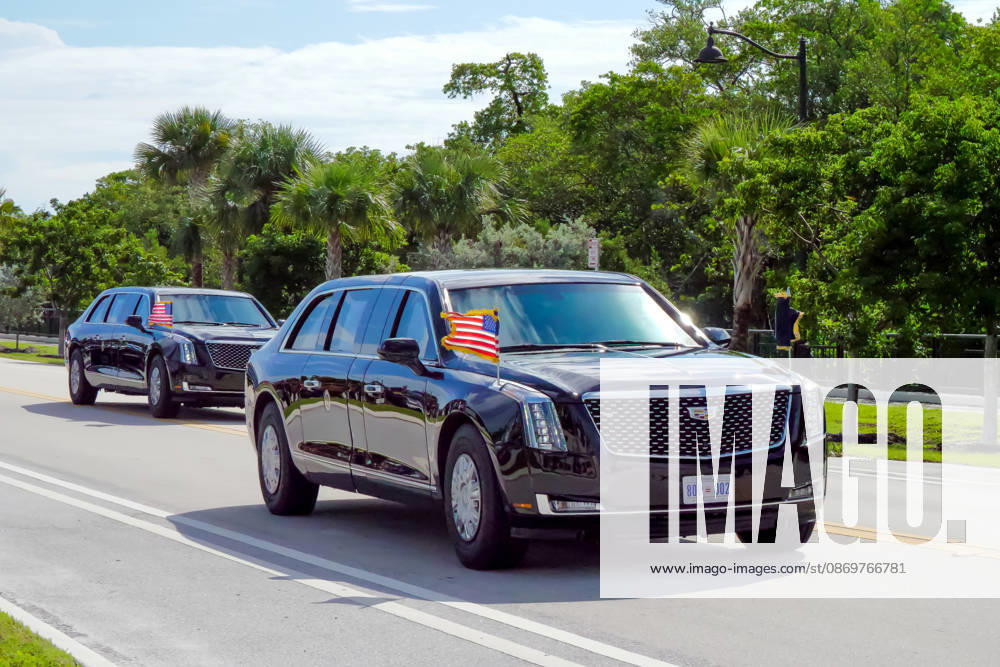 The presidential motorcade carrying President Donald Trump travels through Palm Beach as supporters gather along the route while the president heads to President Donald J. Trump International Airport for departure to a campaign rally in Northern Kentucky, October 17, 2026. West Palm Beach USA - ZUMAc343 20261017_znp_c343_001