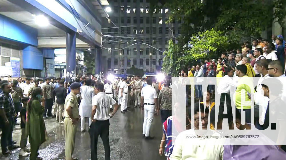Stampede at the Chorbagan Sarbojanin Durga Puja pandal in North Kolkata Kolkata, Oct 17 (ANI): People and Police outside Kolkata Medical College, where those injured in the stampede at the Chorbagan Sarbojanin Durga Puja pandal have been brought for treatment, in Kolkata on Saturday. (ANI Video Grab) Kolkata West Bengal India