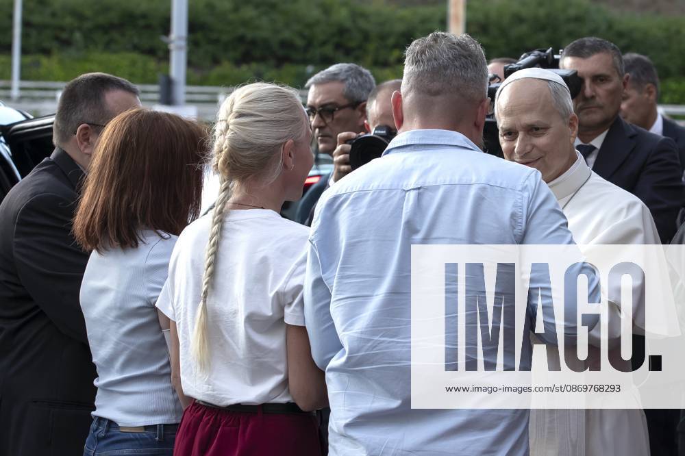 Pope Leo XIV greets young Ukrainian cancer survivor as he leaves RomeÃ¢â‚¬â ¢s Agostino Gemelli hospitall four days after lung surgery.Pope Leo XIV leaves Agostino Gemelli Hospitall four days after lung surgery Rome Italy - ZUMAs197 20261017_aaa_s197_247