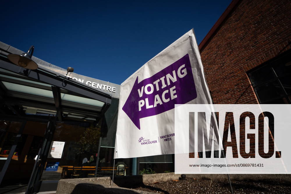 A sign directing people to a polling station is pictured in Vancouver, on Saturday Oct. 17, 2026. British Columbians are heading to the polls to cast their votes in municipal elections being held across the province. Port Moody CANADA - ZUMAc35_ 20261017_zaf_c35_012