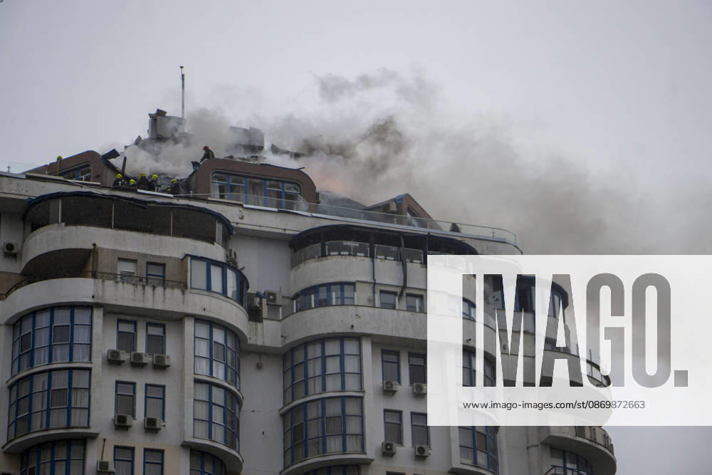 Odesa Ukraine Residential Fire Smoke rises from the upper floor of a residential building in Odesa, Ukraine on October 18, 2026. Emergency services responded after a fire broke out at the building, prompting a rescue operation and deployment of firefighters to the scene. Odesa Odesa Ukraine
