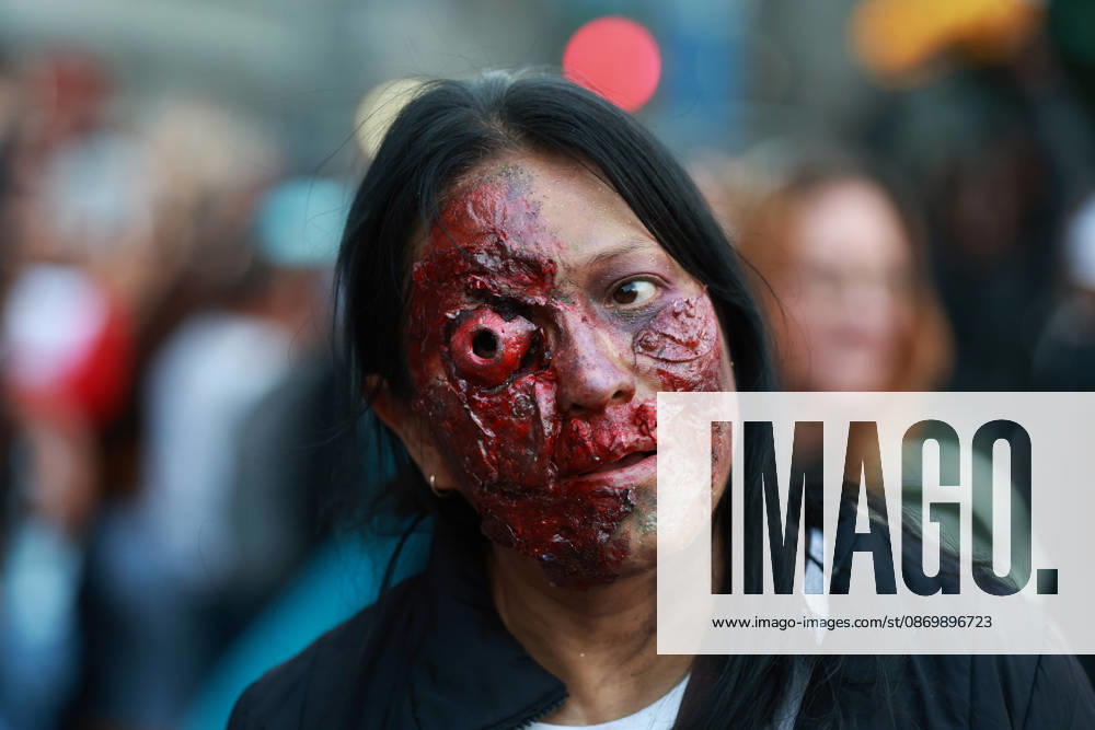 Thousands join annual Zombie Walk in Mexico City MEXICO CITY, MEXICO - OCTOBER 18: A person in costume takes part in the annual Zombie Walk along the streets of the historic center in Mexico City, Mexico, on October 18, 2026. Thousands of people dressed as zombies and horror movie characters gather for the event, which is held annually in major cities around the world. Daniel Cardenas Anadolu Mexico City Mexico. Editorial use only. Please get in touch for any other usage.
