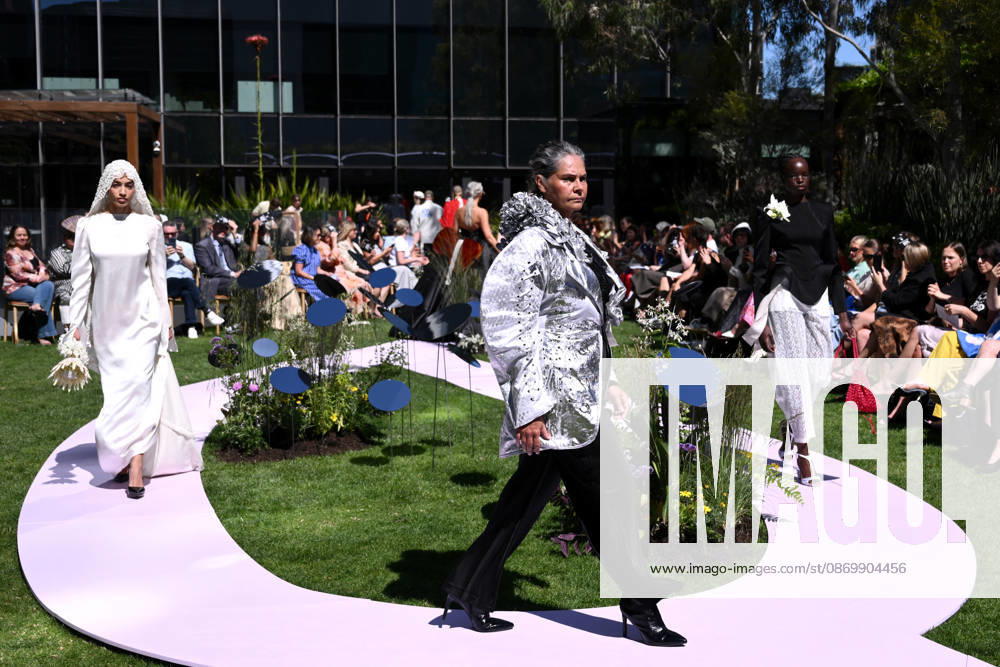 MELBOURNE FASHION WEEK PREVIEW, A model walks the runway during a 2026 Melbourne Fashion Week Runway Preview, at Sky Park, Melbourne, Monday, October 19, 2026. The preview features a selection of the upcoming collections that will appear on M FW runways including designers OUT OF HAND x Lisa Waup, Ebony Noire, Van Ermel Scherer, Perple, Gotham, Wilson Jedd Adams, Asiyam, Atoir, NGALI, Kuwaii, HoMie, Collective Closets x Mariam Farah, TOJHÃÄ, Amy Cottrell, BAAQIY and Sean Rentero. ( NO ARCHIVING MELBOURNE VICTORIA Australia