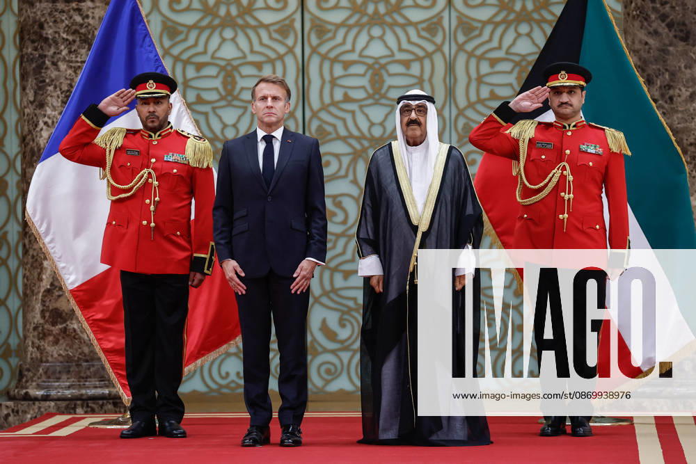 President Macron Visit To Kuwait The Emir of Kuwait Sheikh Mishal Al-Ahmad Al-Jaber Al-Sabah stands with French President Emmanuel Macron, during a welcoming ceremony upon Macron s arrival at Kuwait International Airport in Kuwait City, Kuwait, October 19, 2026. Photo by Benoit Tessier Pool ABACAPRESS.COM Kuwait City Kuwait