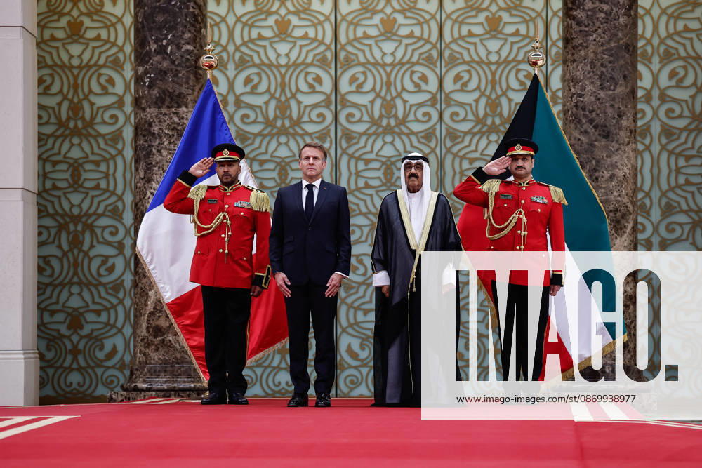 President Macron Visit To Kuwait The Emir of Kuwait Sheikh Mishal Al-Ahmad Al-Jaber Al-Sabah stands with French President Emmanuel Macron, during a welcoming ceremony upon Macron s arrival at Kuwait International Airport in Kuwait City, Kuwait, October 19, 2026. Photo by Benoit Tessier Pool ABACAPRESS.COM Kuwait City Kuwait