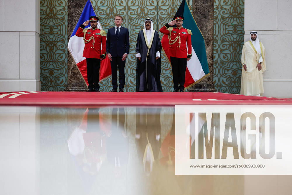 President Macron Visit To Kuwait The Emir of Kuwait Sheikh Mishal Al-Ahmad Al-Jaber Al-Sabah stands with French President Emmanuel Macron, during a welcoming ceremony upon Macron s arrival at Kuwait International Airport in Kuwait City, Kuwait, October 19, 2026. Photo by Benoit Tessier Pool ABACAPRESS.COM Kuwait City Kuwait