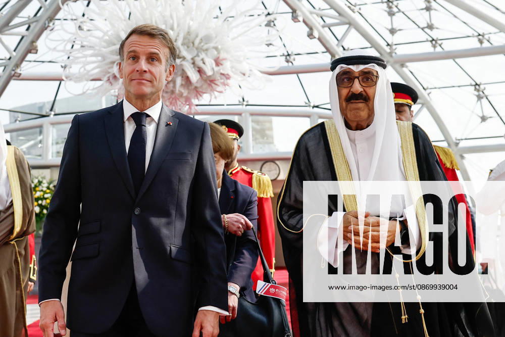 President Macron Visit To Kuwait The Emir of Kuwait Sheikh Mishal Al-Ahmad Al-Jaber Al-Sabah welcomes French President Emmanuel Macron upon Macron s arrival at Kuwait International Airport in Kuwait City, Kuwait, October 19, 2026. Photo by Benoit Tessier Pool ABACAPRESS.COM Kuwait City Kuwait