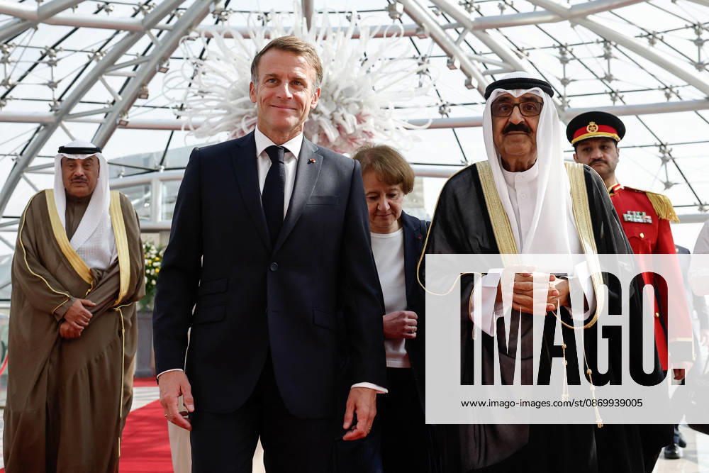 President Macron Visit To Kuwait The Emir of Kuwait Sheikh Mishal Al-Ahmad Al-Jaber Al-Sabah welcomes French President Emmanuel Macron upon Macron s arrival at Kuwait International Airport in Kuwait City, Kuwait, October 19, 2026. Photo by Benoit Tessier Pool ABACAPRESS.COM Kuwait City Kuwait
