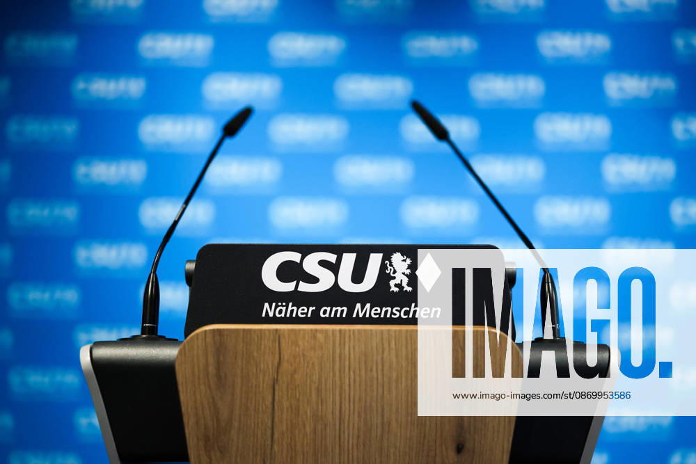 Germany, Politics, CSU, Press conference following a meeting of the CSU Executive Board, Munich: Lectern before the press conference