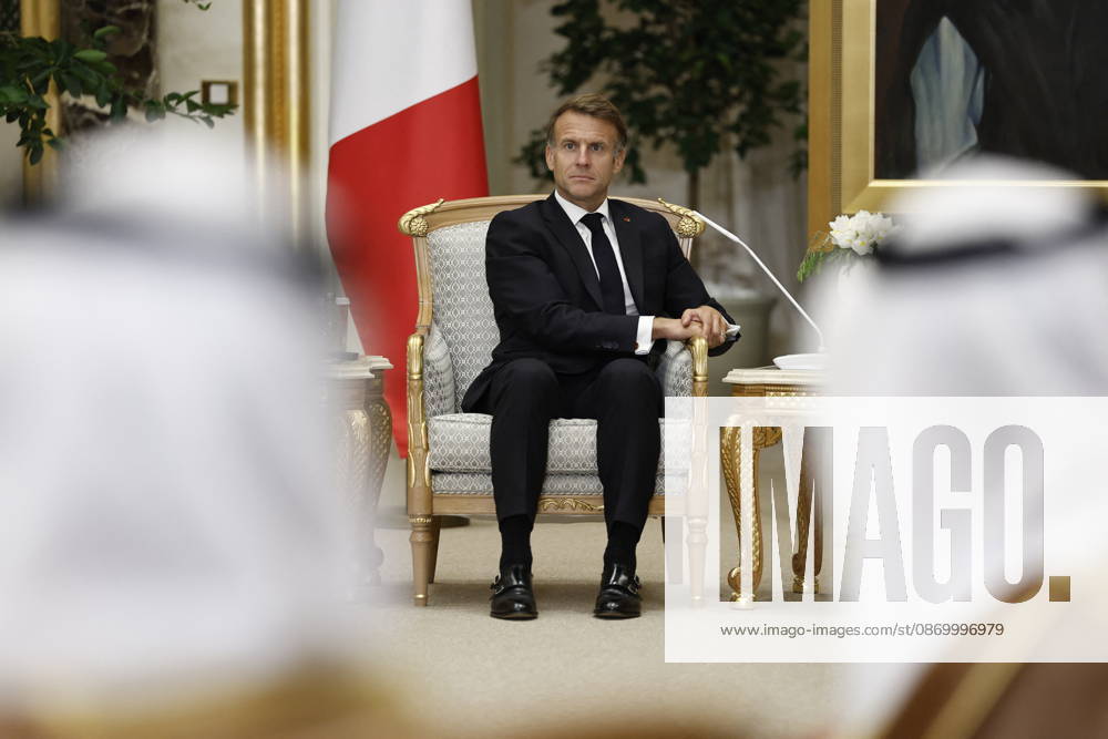 President Macron Visit To Middle East - Abu Dhabi French President Emmanuel Macron attends a meeting with Sheikh Mohamed bin Zayed Al Nahyan, President of the United Arab Emirates (UAE), (not seen) at Qasr Al Watan presidential palace in Abu Dhabi, United Arab Emirates, October 19, 2026. Photo by Benoit Tessier Pool ABACAPRESS.COM Abu Dhabi United Arab Emirates