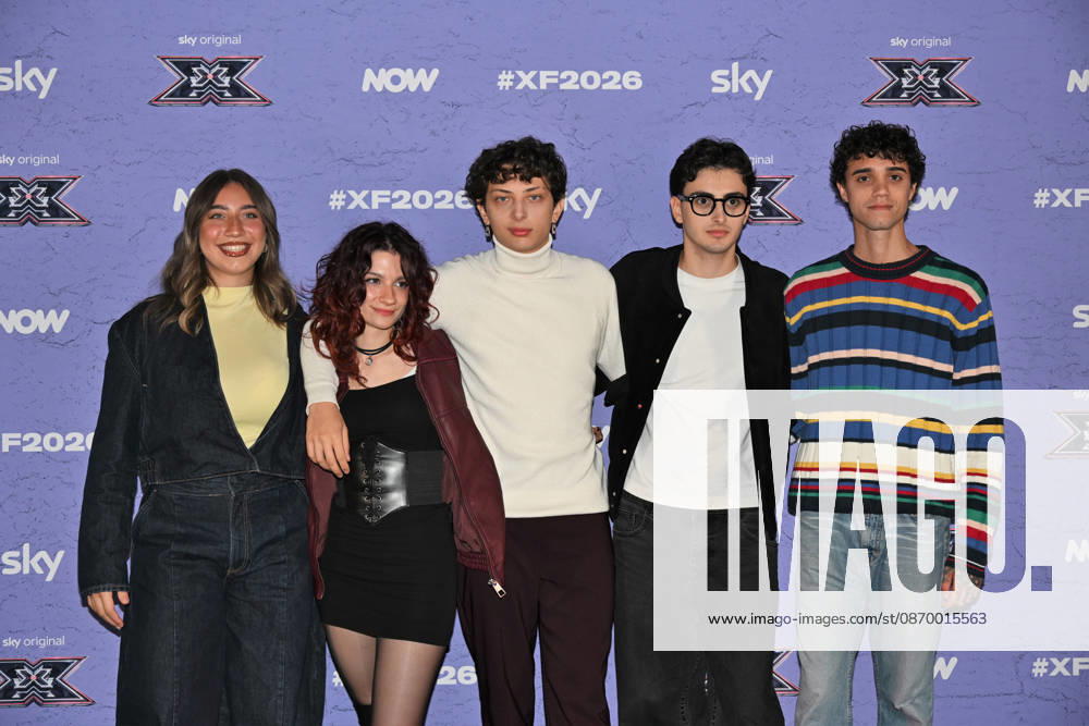 IPA89927907 - Milan, Italy: X Factor 2026 photocall featuring the 12 official contestants IRAMA S TEAM In the photo: Patrizia, Le Distanze, Lenanie