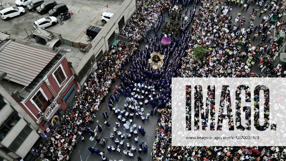 Thousands of devotees join Lord of Miracles procession in Lima LIMA, PERU - OCTOBER 19: An aerial view of the area as thousands of devotees accompany the third procession of the Lord of Miracles through the streets of downtown Lima, Peru, on October 19, 2026. Held every October, the processions draw thousands of faithful and are considered among the largest religious gatherings in Latin America. The procession includes a tribute in front of the Palace of Justice and passes through the streets of Lima’s Historic Center. Klebher Vasquez Anadolu Lima Peru. Editorial use only. Please get in touch for any other usage.