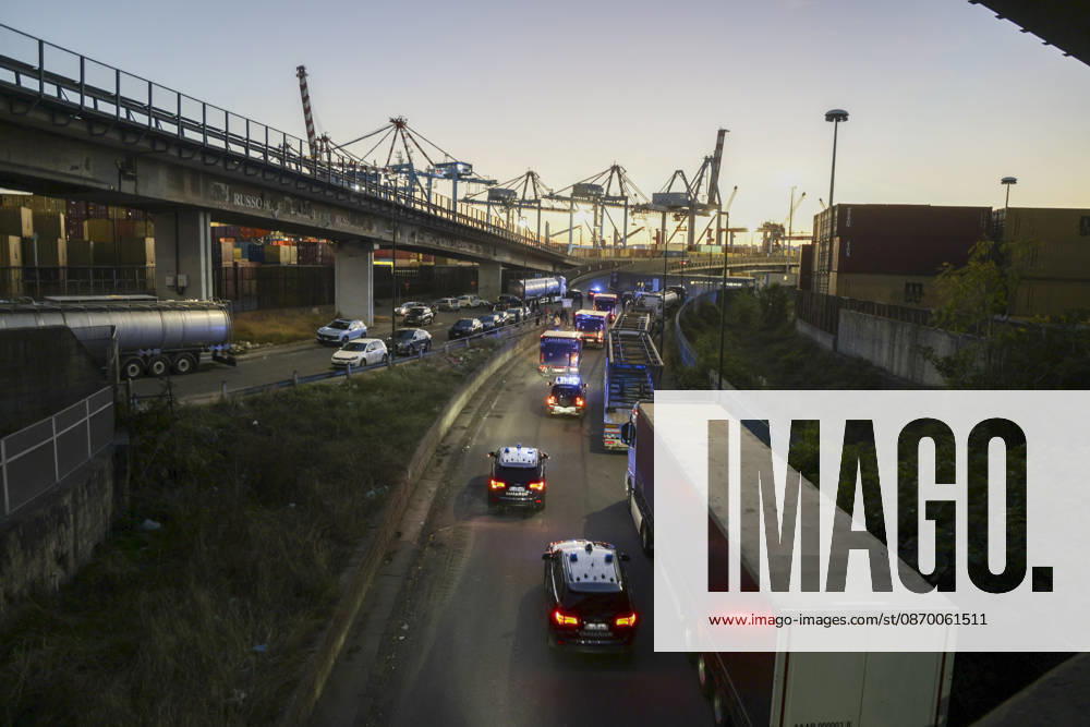 IPA89941317 - On October 19, 2026, in the Naples area of Italy, truck drivers blocked the access ramps to the Port of Naples on the A1 Naples–Milan highway (Autostrada del Sole) during a protest against rising fuel prices. Protests against rising fuel prices continue across Italy. Truck drivers and farmers are taking to the streets, struggling under the burden of sharp increases in diesel and gasoline prices. Spontaneous protests have spread from Calabria to Puglia and Campania, with highway blockades and closures of major roads. The unsustainable economic conditions have led to highway blockades in southern Italy, which are causing a significant slowdown in the distribution of goods, particularly food and fuel. Matteo Salvini has called fo