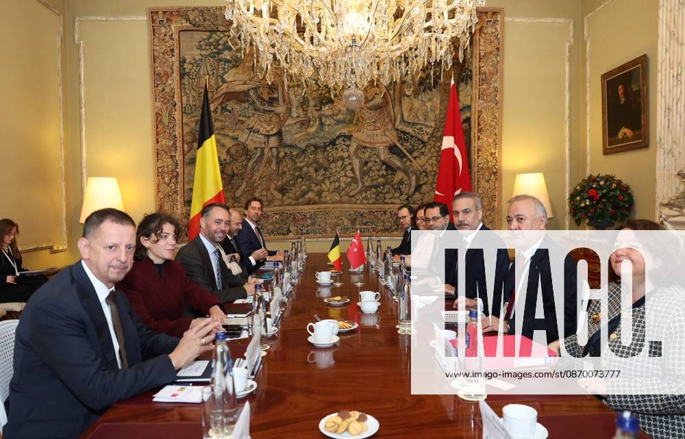 Turkish Foreign Minister Hakan Fidan in Brussels BRUSSELS, BELGIUM - OCTOBER 20: (---- - MANDATORY CREDIT - TURKISH FOREIGN MINISTRY HANDOUT - NO MARKETING NO ADVERTISING CAMPAIGNS - DISTRIBUTED AS A SERVICE TO CLIENTS----) Turkish Foreign Minister Hakan Fidan meets with Belgian Deputy Prime Minister and Minister of Foreign Affairs, European Affairs and Development Cooperation Maxime Prevot on the sidelines of the Fourth Turkiye-Belgium Meeting of Ministers of Foreign Affairs, Justice and Interior in Brussels, Belgium, on October 20, 2026. Turkish Foreign Ministry Handout Anadolu Brussels Belgium. Editorial use only. Please get in touch for any other usage.