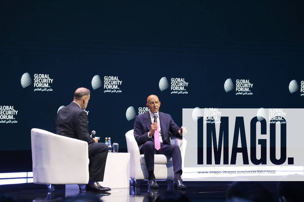 US Ambassador to Turkiye and Special Envoy for Syria Tom Barrack DOHA, QATAR - OCTOBER 20: US Ambassador to Ankara and Special Envoy for Syria and Iraq Tom Barrack delivers a speech during the 8th Global Security Forum, held under the theme The Future of Alliances, in Doha, Qatar, on October 20, 2026. Ali Altunkaya Anadolu Doha Qatar. Editorial use only. Please get in touch for any other usage.
