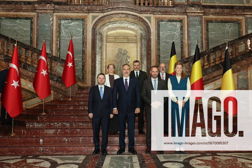 4th Turkiye-Belgium Meeting of Foreign, Justice and Interior Ministers in Brussels BRUSSELS, BELGIUM - OCTOBER 20: (---- - MANDATORY CREDIT - TURKISH INTERIOR MINISTRY HANDOUT - NO MARKETING NO ADVERTISING CAMPAIGNS - DISTRIBUTED AS A SERVICE TO CLIENTS----) Interior Minister Mustafa Ciftci, Turkish Foreign Minister Hakan Fidan, and Justice Minister Akin Gurlek pose for a group photo with Belgian officials during the 4th Meeting of the Foreign, Justice and Interior Ministers of Turkiye and Belgium in Brussels, Belgium, on October 20, 2026. Turkish Interior Ministry Handout Anadolu Brussels Belgium. Editorial use only. Please get in touch for any other usage.