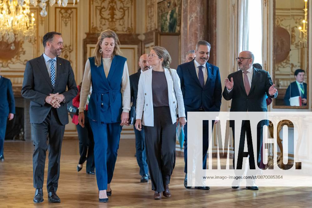 Vice-prime minister and Minister of Foreign Affairs Maxime Prevot; Minister of Justice Annelies Verlinden; Minister of Asylum and Migration, Social Integration and Major Cities Anneleen Van Bossuyt; Turkey s Foreign Minister Hakan Fidan and Minister of Interior Bernard Quintin are pictured at a meeting of several Federal Minister s with a Turkish delegation, Tuesday 20 October 2026, in Brussels. JONASxROOSENS 190376473