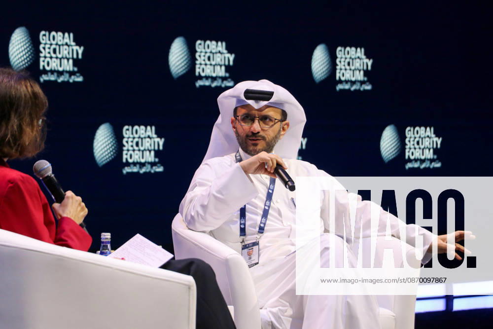 Global Security Forum in Doha DOHA, QATAR - OCTOBER 20: Qatari Foreign Ministry Spokesperson Majed al-Ansari addresses delegates during the Global Security Forum in Doha, Qatar on Tuesday, October 20, 2026. Ali Altunkaya Anadolu Doha Qatar. Editorial use only. Please get in touch for any other usage.