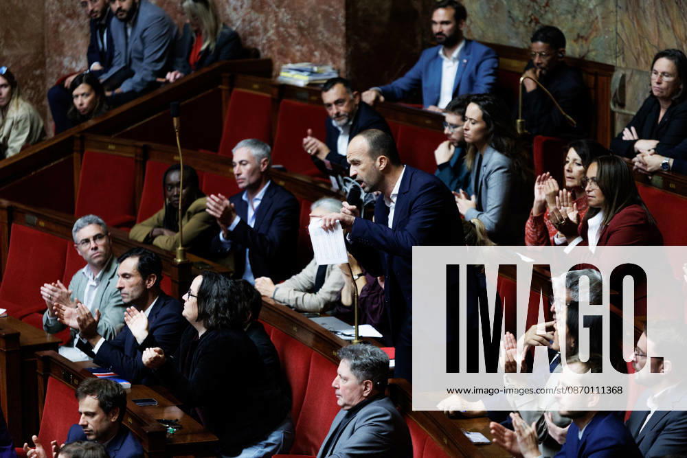Manuel Bompard dduring a question and answer session with the government at the National Assembly in Paris, on October 20, 2026. - ZUMAs287 20261020_zip_s287_028