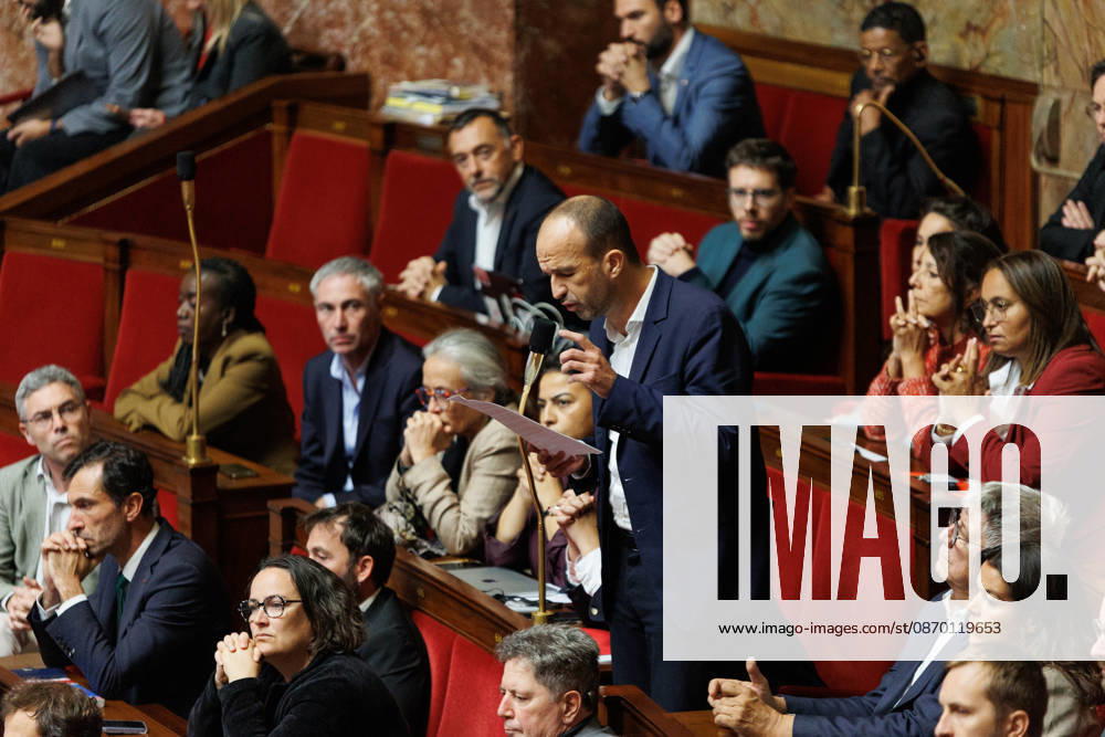 Manuel Bompard dduring a question and answer session with the government at the National Assembly in Paris, on October 20, 2026. - ZUMAs287 20261020_zip_s287_045