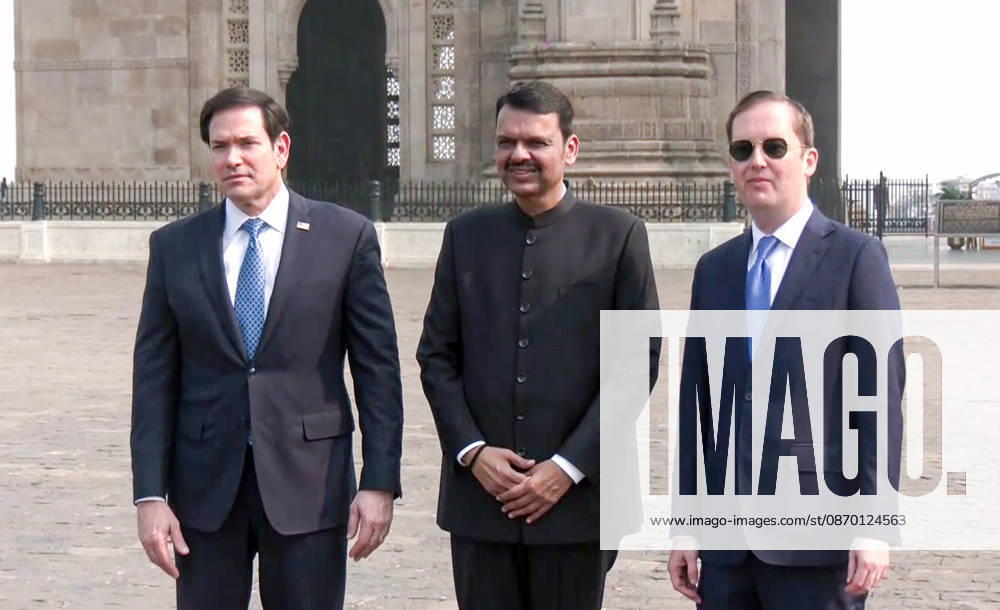 U.S. Secretary of State Marco Rubio in Mumbai Mumbai, Oct 20 (ANI): Maharashtra Chief Minister Devendra Fadnavis poses for a photo with U.S. Secretary of State Marco Rubio and U.S. Ambassador to India Sergio Gor at Gateway of India, in Mumbai on Tuesday. (ANI Video Grab) Mumbai Maharashtra India