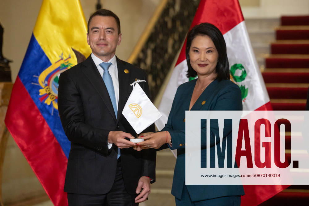 Keiko Fujimori - Daniel Noboa meeting in Peru LIMA, PERU - OCTOBER 20: Peruvian President Keiko Fujimori meets with Ecuadorian President Daniel Noboa at the Government Palace in Lima, Peru on October 20, 2026. The leaders gathered for the 17th Binational Cabinet meeting between Peru and Ecuador. Jorge Cerdan Anadolu Lima Peru. Editorial use only. Please get in touch for any other usage.
