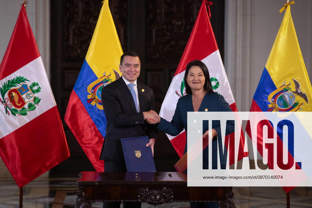 Keiko Fujimori - Daniel Noboa meeting in Peru LIMA, PERU - OCTOBER 20: Peruvian President Keiko Fujimori meets with Ecuadorian President Daniel Noboa at the Government Palace in Lima, Peru on October 20, 2026. The leaders gathered for the 17th Binational Cabinet meeting between Peru and Ecuador. Jorge Cerdan Anadolu Lima Peru. Editorial use only. Please get in touch for any other usage.
