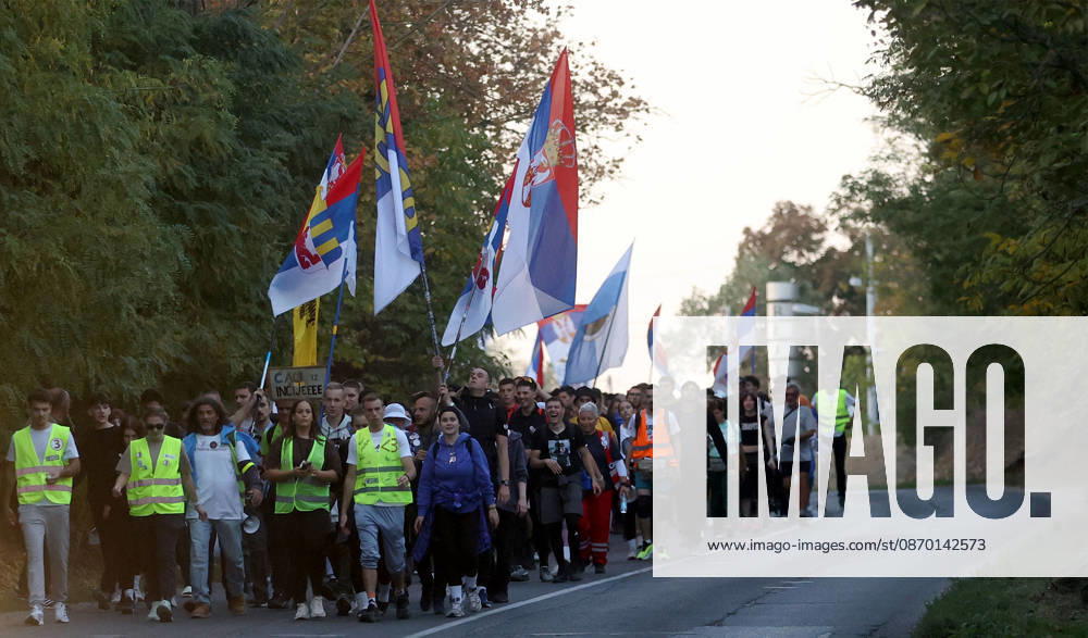 Indjija(Serbia) Politics Life Pre election campaign, student list nr.3 students winning. During their walk from Novi Sad to Belgrade.