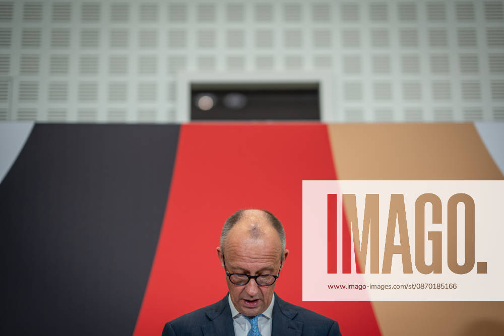 Chancellor Friedrich Merz delivering his closing remarks at the Invest in Germany Summit 2026 at the ESMT European School of Management and Technology in Berlin, Berlin, Germany; ESMT Berlin