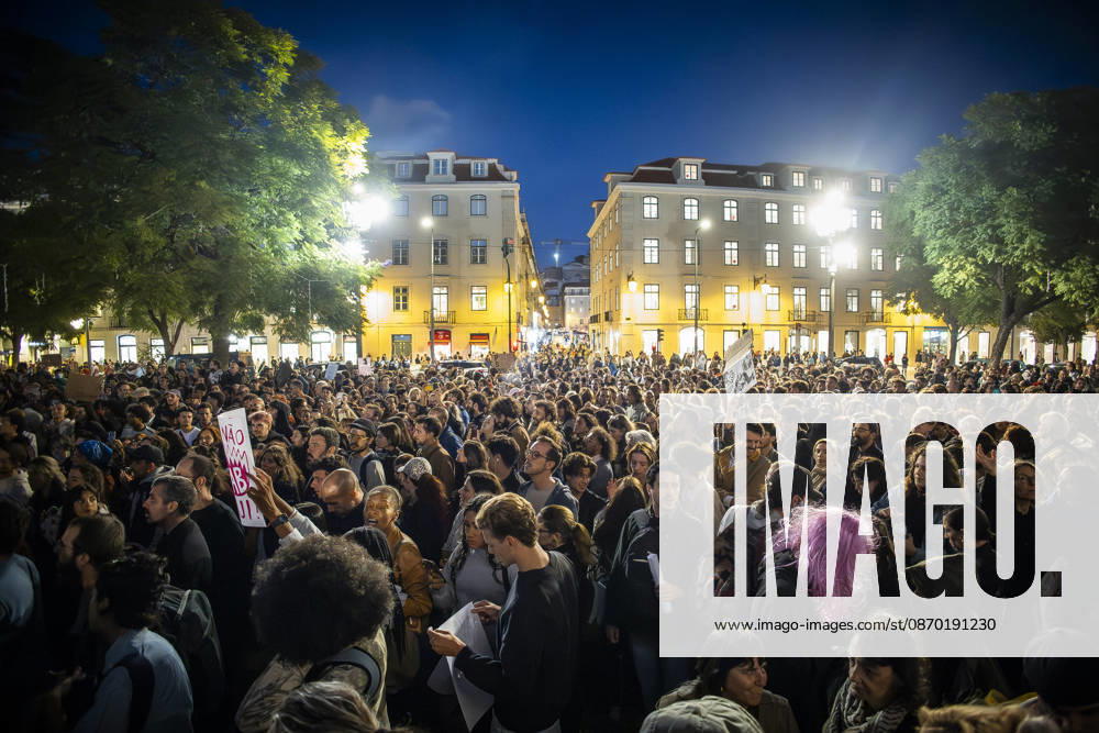 (261021) -- LISBON, Oct. 21, 2026 -- People attend a rally at Praca D. Pedro IV in Lisbon, Portugal, Oct. 20, 2026. Portuguese police arrested 55 protesters for civil disobedience, and two people were injured in the early hours of Tuesday, as security forces moved to dismantle camps of housing rights protesters in public squares in Lisbon and Porto. (Photo by Xinhua) PORTUGAL-LISBON-RALLY-PROTESTERS CarlosxCosta