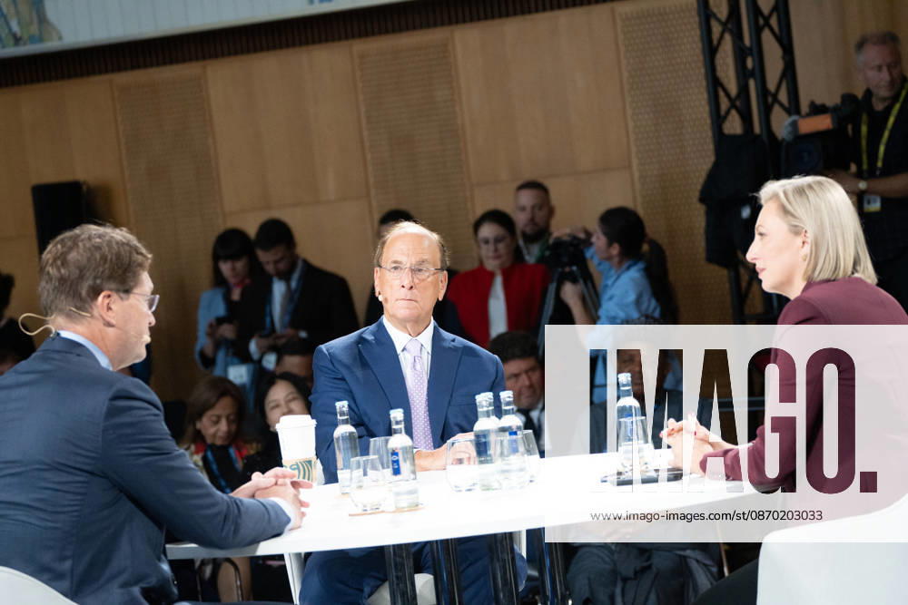 Larry Fink (Laurence Douglas Fink), CEO of BlackRock, speaks at the Berlin Global Dialogue in the former State Council building of the GDR, in conversation with Ola Källenius, CEO of Mercedes-Benz Group AG (on the left in the photo). Berlin Global Dialogue 2026 (BGD 2026), theme: Advancing Alliances for a New Era, Berlin, Berlin, Germany, ESMT