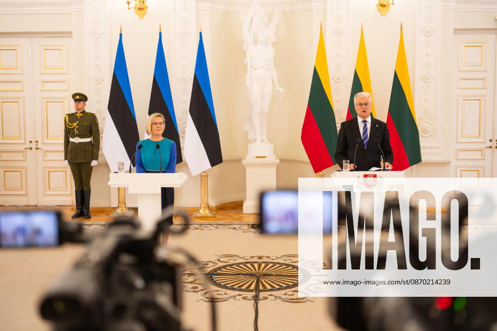 Lithuanian President Nauseda meets newly elected Estonian President Madise in Vilnius VILNIUS, LITHUANIA - OCTOBER 21: Lithuanian President Gitanas Nauseda (R) and newly elected Estonian President Ulle Madise (L) hold a joint press conference following their meeting in Vilnius, Lithuania, on October 21, 2026. The meeting focused on bilateral relations, regional security and defense, support for Ukraine, strategic infrastructure, and Lithuania s priorities for its presidency of the Council of the European Union in the first half of 2027. Yauhen Yerchak Anadolu Vilnius Lithuania. Editorial use only. Please get in touch for any other usage.