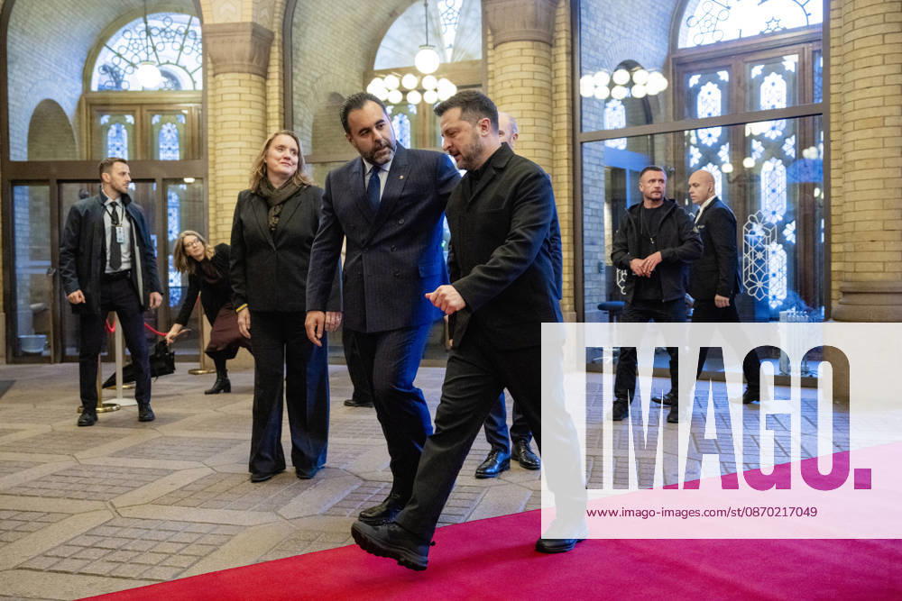 Zelenskyy Visits the Storting, Oslo, October 21, 2026. Storting President Masud Gharahkhani with Ukrainian President Volodymyr Zelenskyy at the Storting. Photo by Stian Lysberg Solum, POOL NTB, Oslo, Norway. ro DSP lnqA Ref BNC POLro DSP lnqA jpg