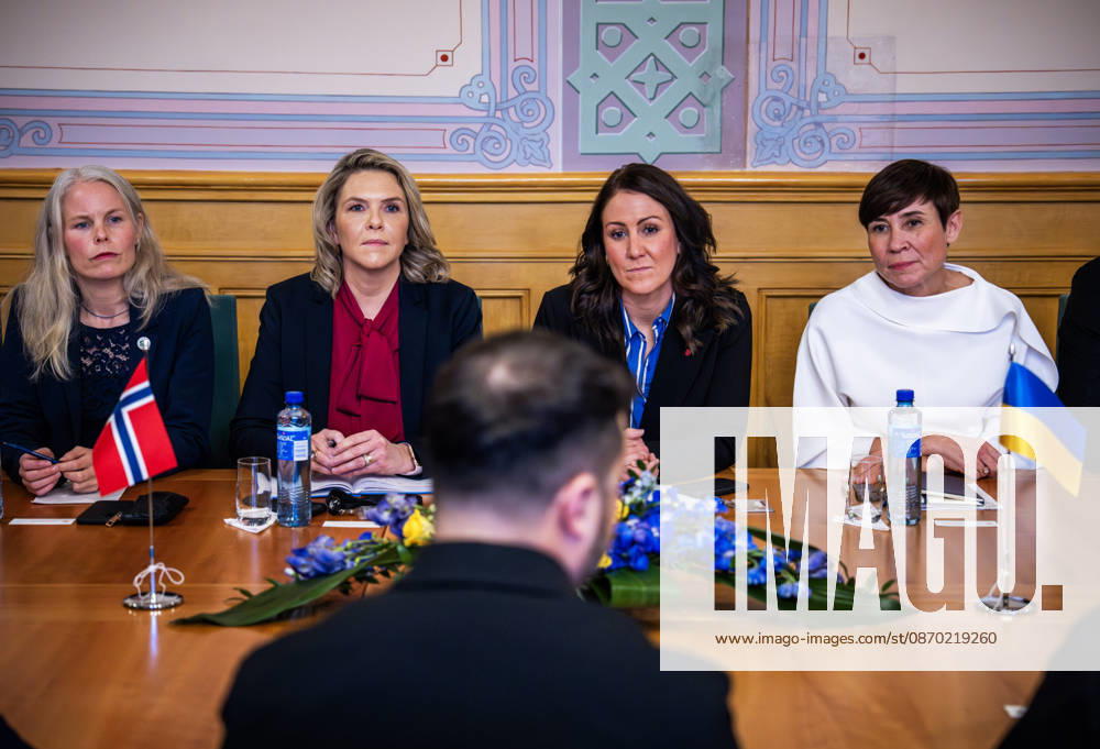 Ukrainian President Visits Norway, Oslo, October 21, 2026. Ukrainian President Volodymyr Zelenskyy visits the Storting, where he meets with Kirsti Bergsto (SV) and Sylvi Listhaug (FrP), Tonje Brenna (Ap), and Ine Eriksen Soreide (H). Photo by Ole Berg Rusten, NTB, Oslo, Norway. F9MDz8pgj4s. . Ref: BNC POLF9MDz8pgj4s.jpg